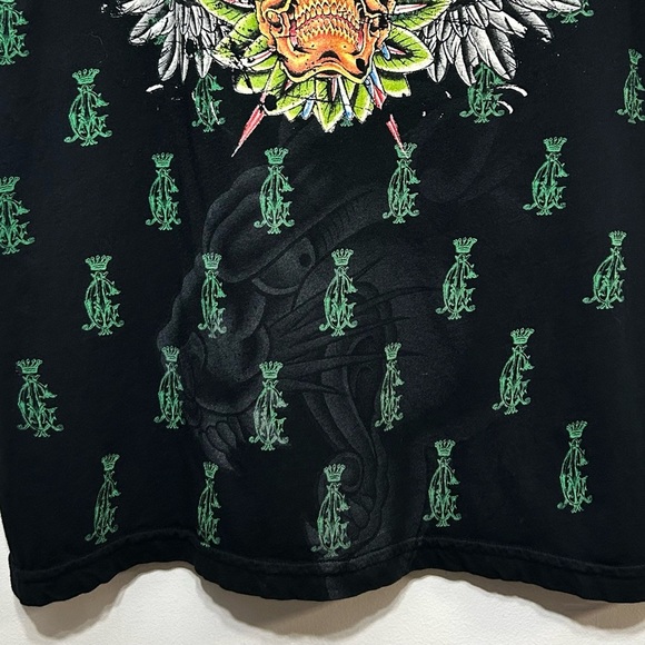 Christian Audigier Los Angeles Spiderweb Skulls Swords Wings Jeweled T Shirt - Picture 4 of 12